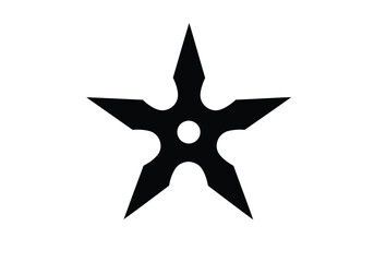 Obraz premium Ninja star silhouette. The dark outline image of a traditional shuriken, sharp edges, stealthy design, and association with martial arts and Japanese warfare. clipart illustration design.