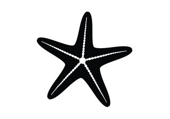Obraz premium Sea star silhouette. This image features the dark outline of a starfish, highlighting its five arms, textured surface, and marine presence in ocean ecosystems. Vector clipart illustration design.