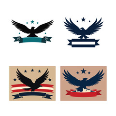 set of vector birds 4th of july design elements