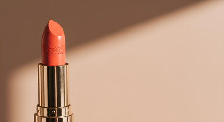 Red lipstick on aesthetic background with copy space