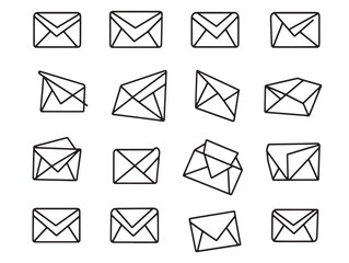 simple email vector line art illustration for modern web interface