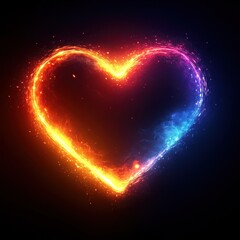 Fiery, vibrant heart shape graphic design.