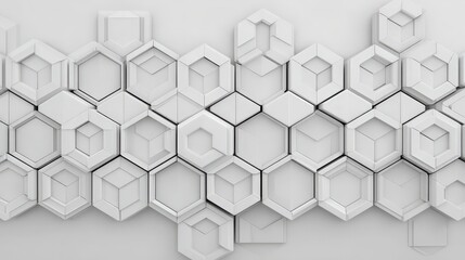 Abstract White Hexagon Pattern  Modern Geometric 3D Background