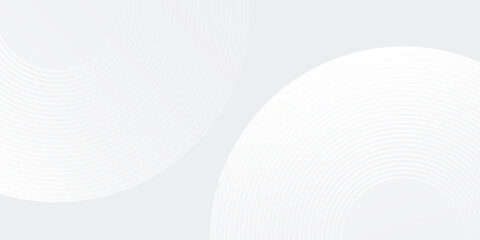 Simple white glowing geometric lines on gray background. Modern shiny blue circle abstract modern