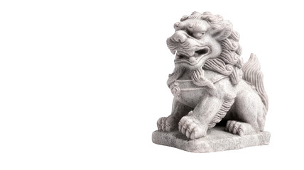 Miniature Stone Lion Guardian Isolated on White Background Transparent Background
