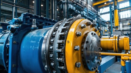 A close-up of industrial machinery at work in an industrial plant
