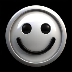Fototapeta premium White smiley face icon on a black background