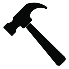 Black Silhouette of a Claw Hammer Tool Icon