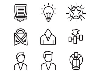 employee of the month line art vector illustration concept