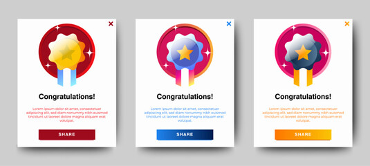 congratulations pop up banner with flat design on white background. Professional web design, full set of elements. User-friendly design materials.	
