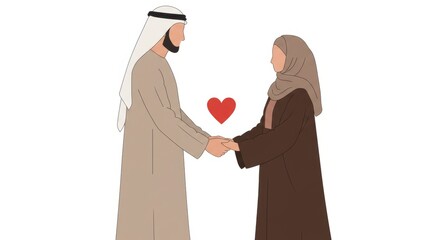 Diverse Couple Holding Hands Illustration