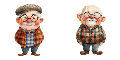 grandpa watercolor vector illustration