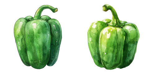green pepper watercolor vector illustration