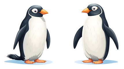 Obraz premium Cute Penguins Cartoon Illustration for Children's Books and Educational Materials