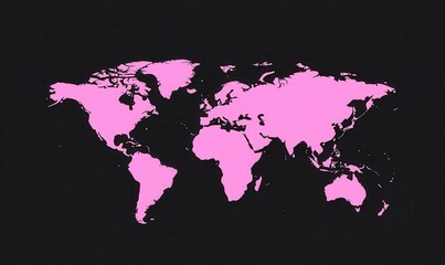 Fototapeta premium Pink world map on black background
