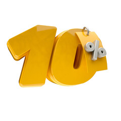 3d render 10 percentage font yellow