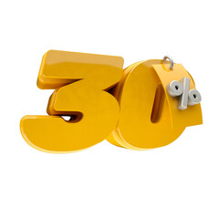 3d render 30 percentage font yellow