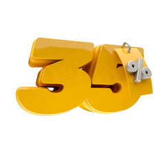 3d render 35 percentage font yellow