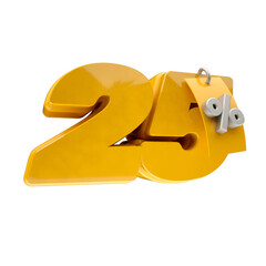 3d render 25 percentage font yellow