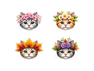 Cute Cat Cats Wearing Flower Crowns Cute Animal Portraits