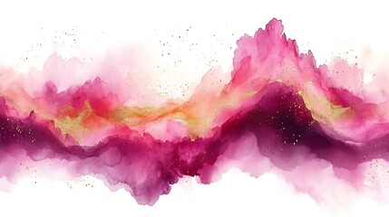 Obraz premium Abstract pink, gold, and purple watercolor landscape