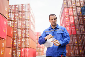 The image represents rest during labor, hydration, and the industrial logistics environment.