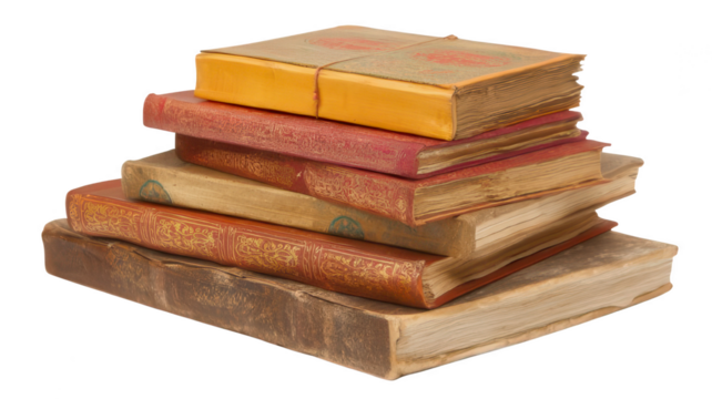 Stack of Buddhist Texts with Transparent Background