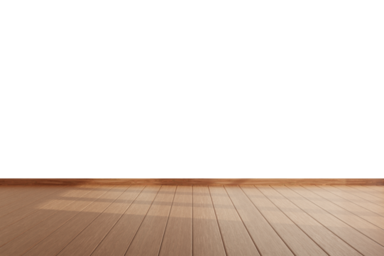 Wooden floor texture with soft shadow–3D PNG on transparent background