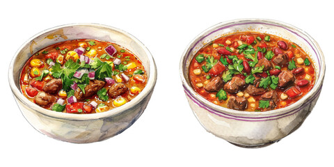 pozole mexican food watercolor vector illustration