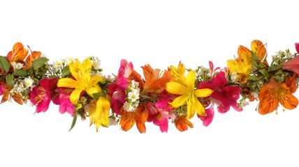 Traditional Flower Garland for Offering Isolated on White Transparent Background