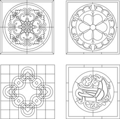 Vector sketch illustration silhouette design decoration ornament background pattern symbol engraving classic vintage abstract modern