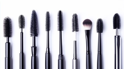 Assorted black cosmetic applicators