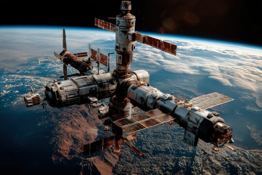 Mir Space Station Orbiting Earth A Stunning View