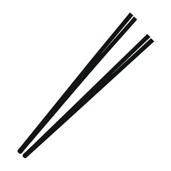 Simple Black Chopsticks Icon Isolated on White Background