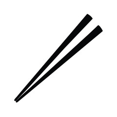 Simple Black Chopsticks Icon Isolated on White Background