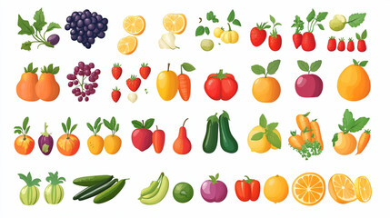 collection of fruits on isolated white background.ai generative