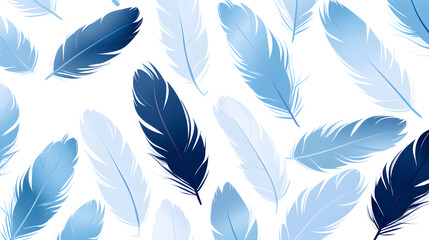 Elegant Blue Feathers Silhouettes Seamless Pattern for Stylish Designs