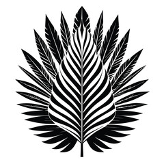 Obraz premium Stylish Black and White Tropical Leaf Illustration