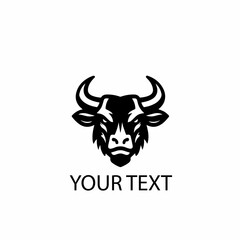 Bull Head Logo – Monochrome Strong Animal Vector on Isolated White Background