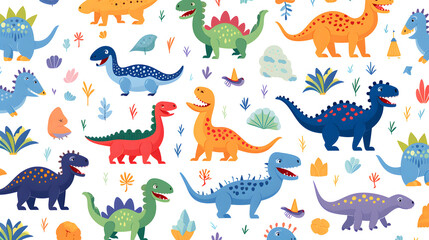 Professional Vector Seamless Pattern with Colorful Flat Style Design