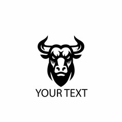 Bull Head Logo – Monochrome Strong Animal Vector on Isolated White Background