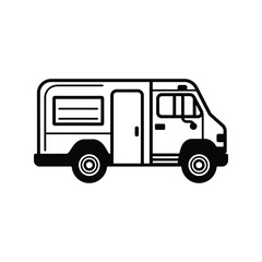 Minimalist Style Black Van with Transparent Background