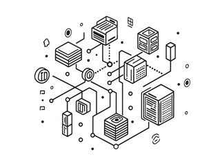 Vector line art of ERP system for business and technology graphics