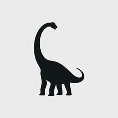 Black Silhouette of a Brachiosaurus Dinosaur