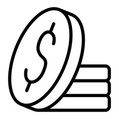 Stacked Dollar Line Icon for Banking Apps and Digital Finance Tools