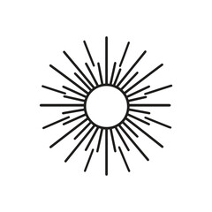 Obraz premium Minimalist Sun Icon Line Art with Rays on Transparent Background