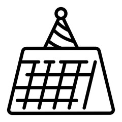 Calendar and Birthday Hat Icon Line for Party and Anniversary Celebration Themes