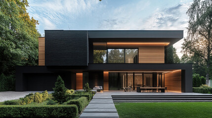 front view of modern style elegant house mockup design.ai 