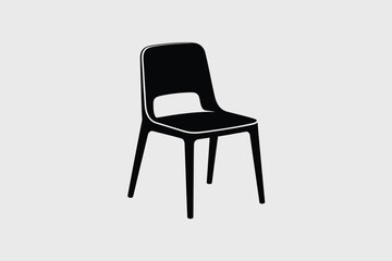 Simple Black Plastic Chair Icon Design Illustration