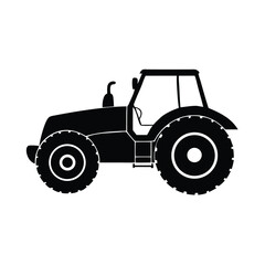 Black Silhouette of a Modern Farm Tractor